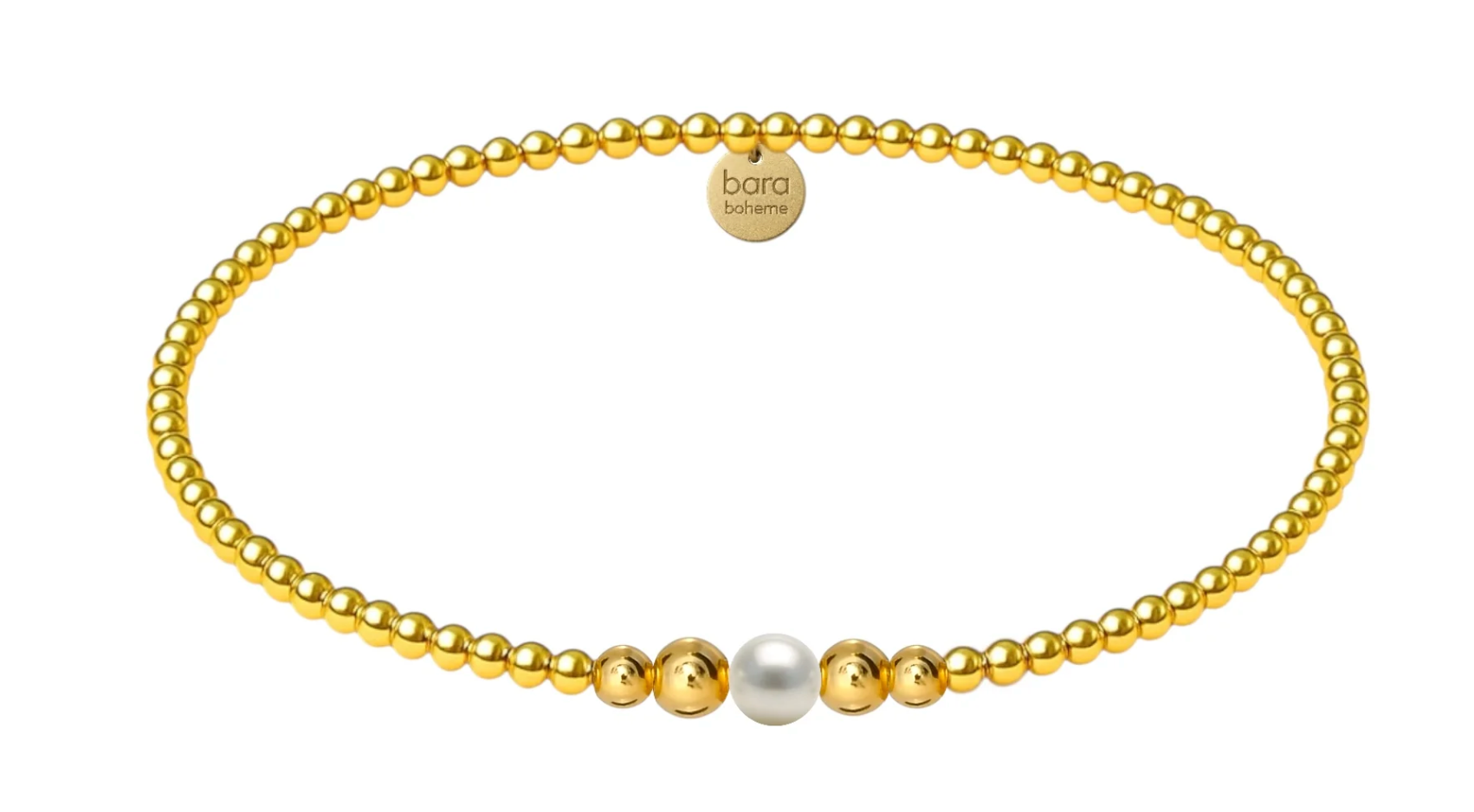 BARA BOHEME JENNA | GOLD FILLED BEADED BRACELET WITH PEARL